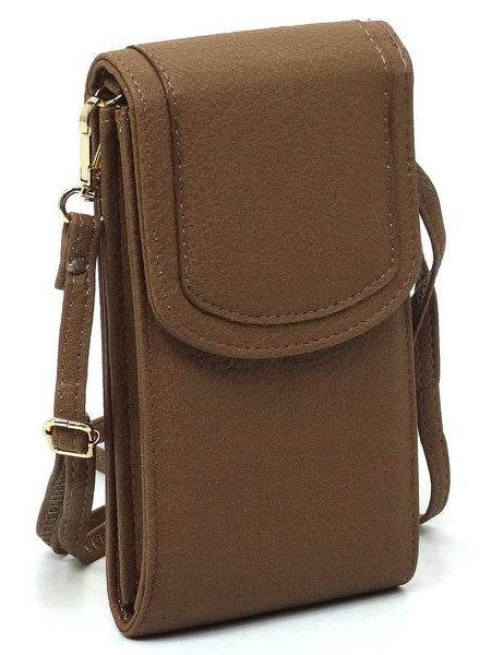 Brown Babe Beachwear cell phone crossbody chain bag with flap closure and adjustable strap