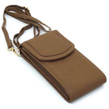 Babe Beachwaer brown cell phone crossbody chain bag with adjustable strap and flap closure