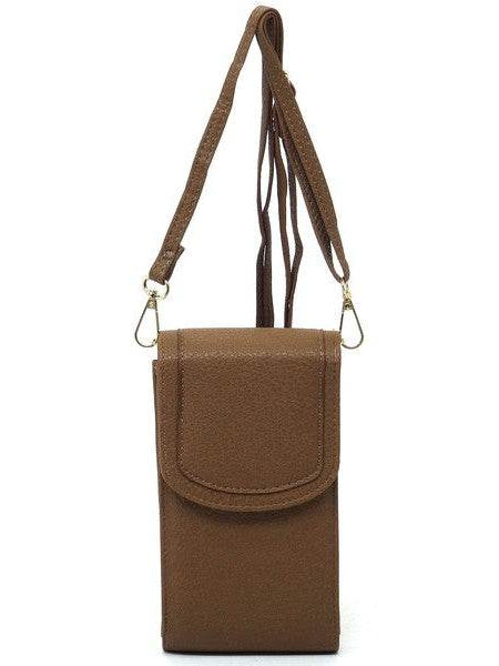 Babe Beachwear brown cell phone crossbody chain bag with adjustable strap and flap closure