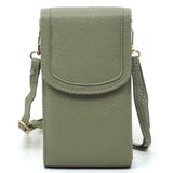 Babe Beachwaer olive green cell phone crossbody chain bag with flap closure and adjustable strap