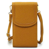 Babe Beachwear mustard yellow cell phone crossbody chain bag with adjustable strap and flap closure