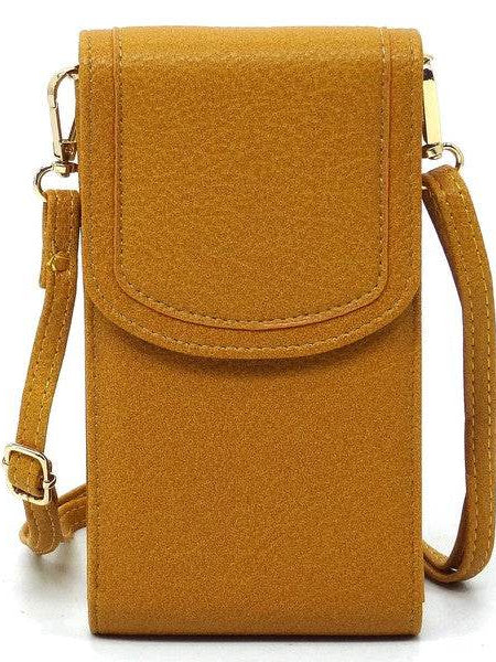 Babe Beachwear mustard yellow cell phone crossbody chain bag with adjustable strap and flap closure