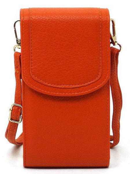 Orange Babe Beachwaer cell phone crossbody chain bag with flap closure and adjustable strap