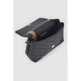 Black Babe Beachwear CG Logo Quilted Shoulder Bag with gold chain strap and magnetic closure