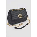 Babe Beachwaer black CG Logo Quilted Shoulder Bag with gold chain strap and double G logo