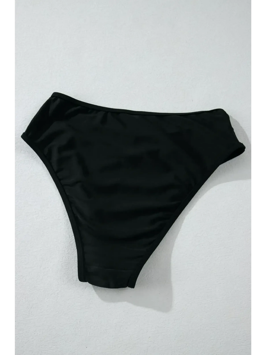 Black cheeky bikini bottoms sporty top style from Beach Babes swimwear collection