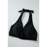 Beach Babes black cheeky bikini bottoms sporty top halter neck swimsuit top