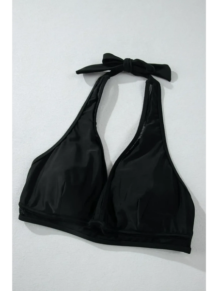 Beach Babes black cheeky bikini bottoms sporty top halter neck swimsuit top
