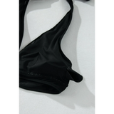 Black cheeky bikini bottoms sporty top swimsuit by Beach Babes on white background