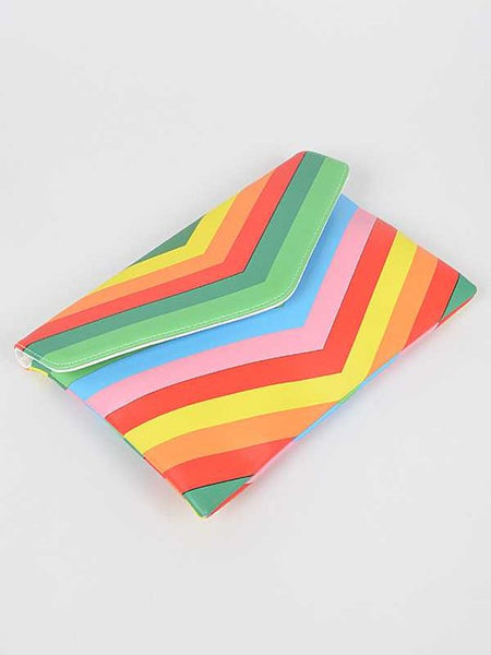 Babe Beachwear chevron colorful summer envelope bag with vibrant rainbow stripes