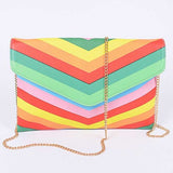 Babe Beachwaer chevron colorful summer envelope bag with gold chain strap