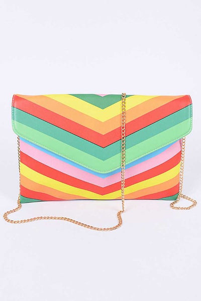 Babe Beachwaer chevron colorful summer envelope bag with gold chain strap
