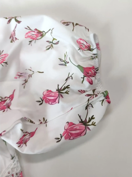 Trendsi mini dress with pink floral print on white fabric chic beachwear dresses for curvy women
