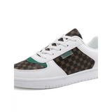 Trendsi chic beachwear sneakers with white leather and patterned brown fabric design