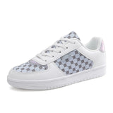 Trendsi white and gray chic beachwear sneakers with patterned panels and lace-up design