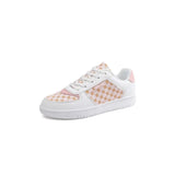 white and pink chic beachwear sneakers with patterned design and lace-up closure