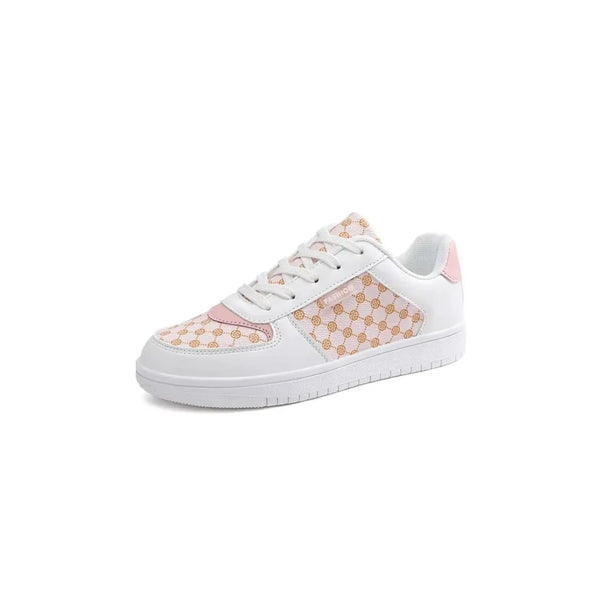 white and pink chic beachwear sneakers with patterned design and lace-up closure