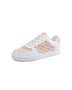 white and pink chic beachwear sneakers with patterned design and lace-up closure