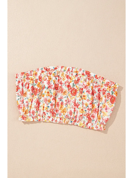 Trendsi chic boho beachwear set featuring floral patterned top with elastic details