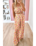 Trendsi chic boho beachwear set with floral printed strapless top and matching wide-leg pants