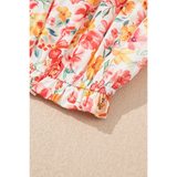Close-up of floral fabric cuff detail on chic boho beachwear set pants by Trendsi