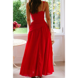 Trendsi red maxi dress with spaghetti straps and back cutouts chic cutout dress for women