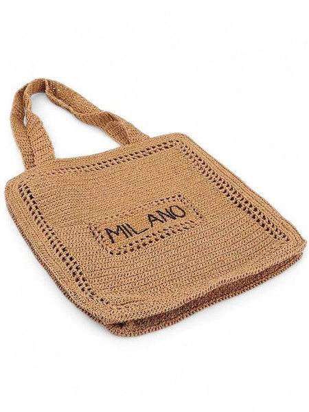 Chic Milano Straw Tote Bag – Your Essential Beach Wear natural woven beach tote with Milano embroidery