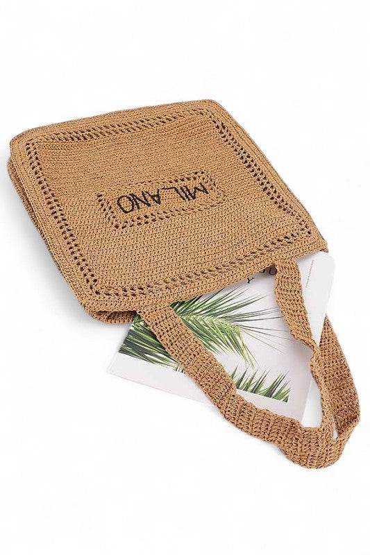 Chic Milano Straw Tote Bag – Your Essential Beach Wear by Artini Accessories with woven design