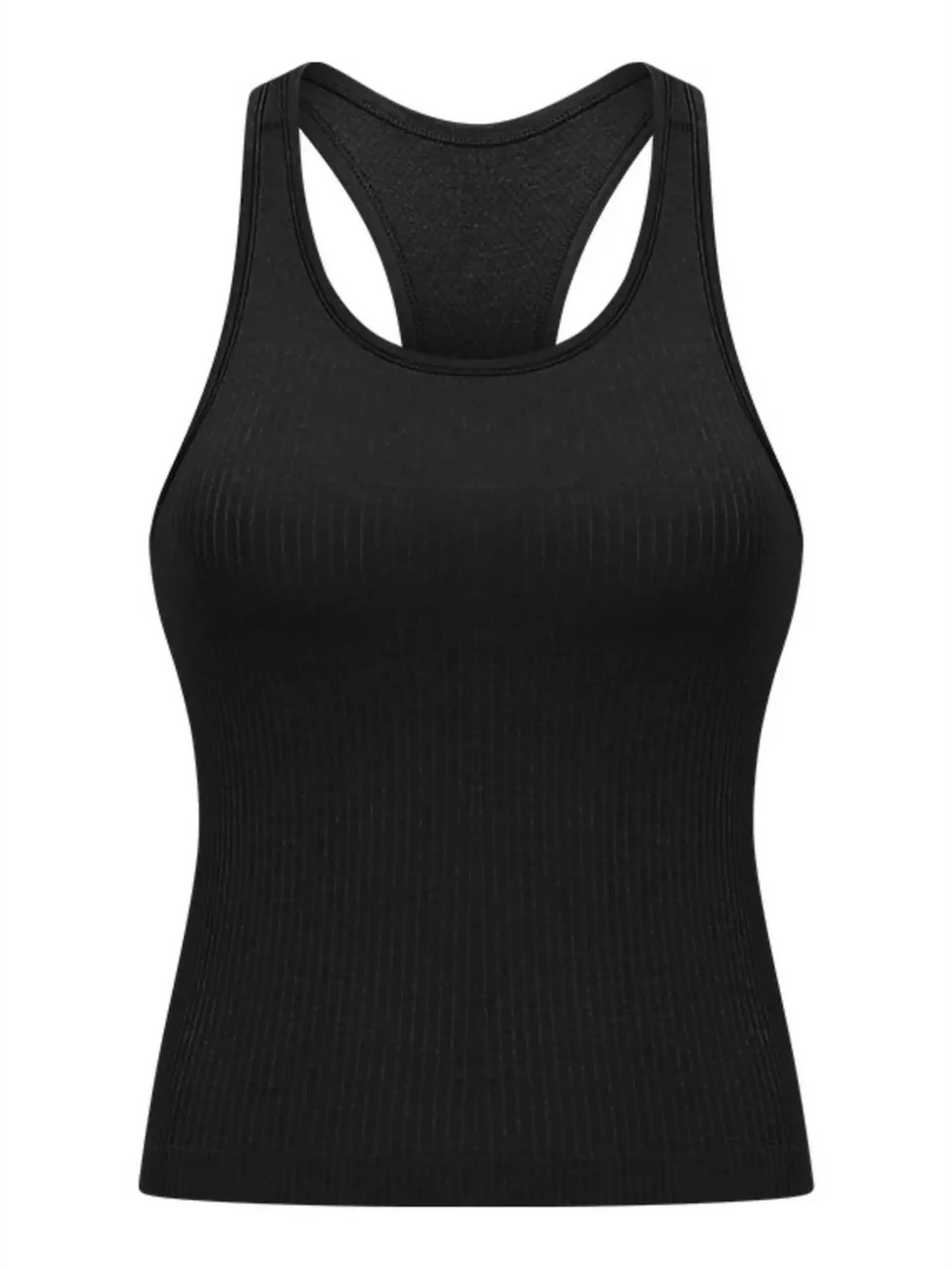Trendsi black active tank chic racerback yoga tank for women with ribbed fabric and fitted design