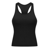 Trendsi black active tank chic racerback yoga tank for women with ribbed fabric and fitted design