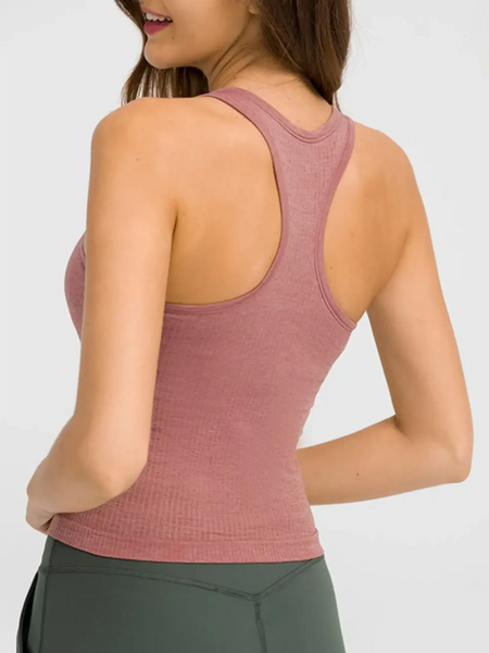 Trendsi active tank in pink featuring a chic racerback yoga tank for women with comfortable fit