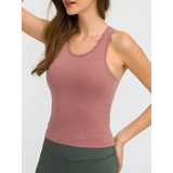 Trendsi chic racerback yoga tank for women in dusty rose with ribbed texture