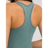 Trendsi chic racerback yoga tank for women in light teal with ribbed texture and fitted design