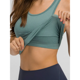 Chic racerback yoga tank for women in teal with soft stretch fabric by Trendsi