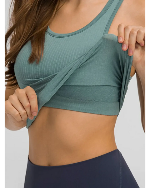 Chic racerback yoga tank for women in teal with soft stretch fabric by Trendsi