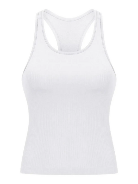 Trendsi chic racerback yoga tank for women in white with soft, stretchy fabric