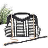 Babe Beachwear chic resort evening handbags black and white striped bag with gold chain strap