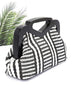Babe Beachwear black and white striped bag with geometric handle chic resort evening handbags