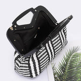 Babe Beachwear black and white woven chic resort evening handbags with structured frame and open top