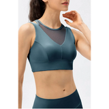 Babe Beachwear active tank in blue with mesh detail chic summer exercise crop top
