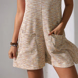 Babe Beachwear chic summer leisurewear romper with textured fabric and front pockets