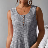 Babe Beachwear chic summer leisurewear romper in gray textured fabric with button details