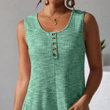 Babe Beachwear sleeveless green textured chic summer leisurewear romper with button details