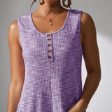 Babe Beachwear purple sleeveless romper with button detail chic summer leisurewear romper