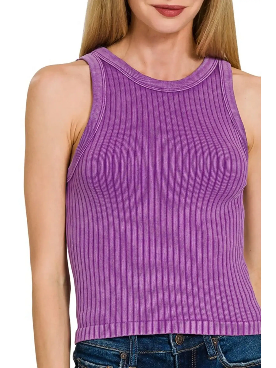 Trendsi purple ribbed sleeveless top perfect for chic summer tank tops for women