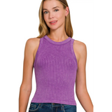 Trendsi purple ribbed sleeveless top perfect chic summer tank tops for women casual wear