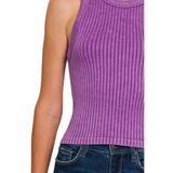 Trendsi purple ribbed sleeveless top, chic summer tank tops for women with fitted style