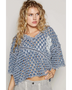 Trendsi long sleeve shirt featuring a blue loose knit design, perfect chic summer tops for women