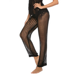 Black open-knit chic swimsuit cover up pants by Beach Babes for stylish beachwear