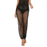 Beach Babes black open-weave chic swimsuit cover up pants perfect for stylish beachwear